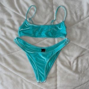 Triangl bikini, light blue, top size small, bottoms size medium